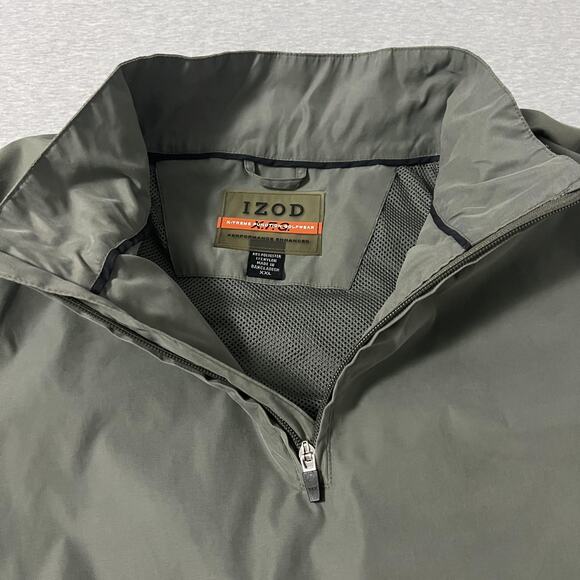 IZOD XFG Golf Pullover Jacket Mens 2XL Olive Green Quarter Zip Windbreaker - Picture 3 of 16